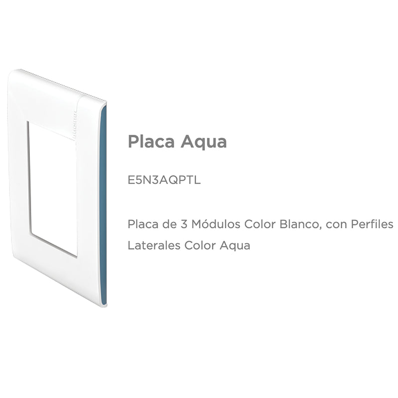 Placa Bticino modus pro 3 ventanas blanco/aqua