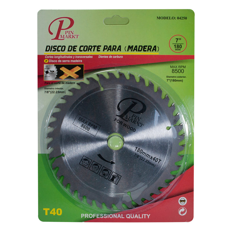 Disco sierra circular Pinmarkt 7" 40 dientes T31 - La nueva eléctrica