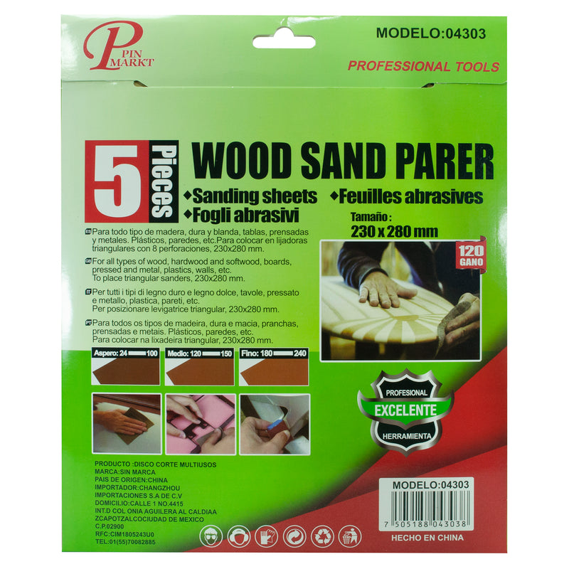 LIJA PINMARKT 5PZ PARA MADERA 120