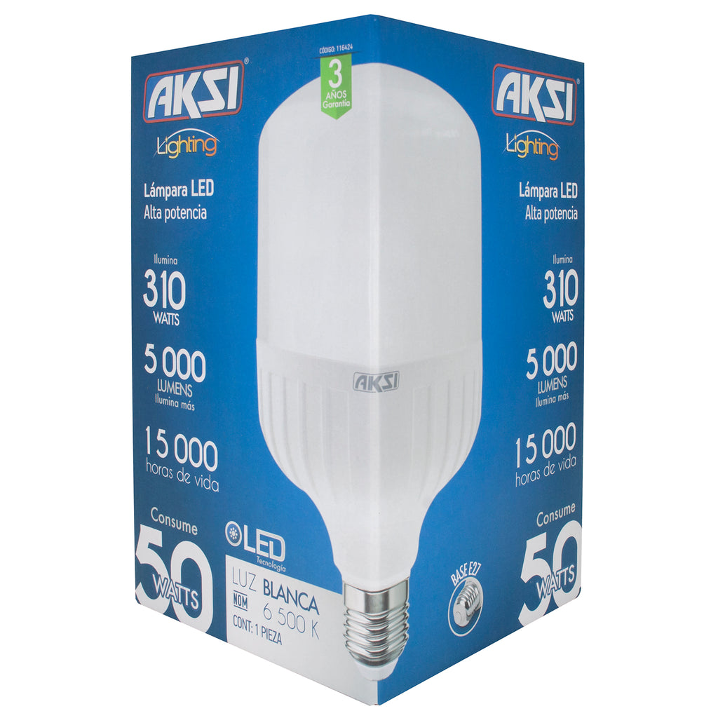 Foco Aksi LED alta potencia 50W tipo T luz blanca - La nueva eléctrica