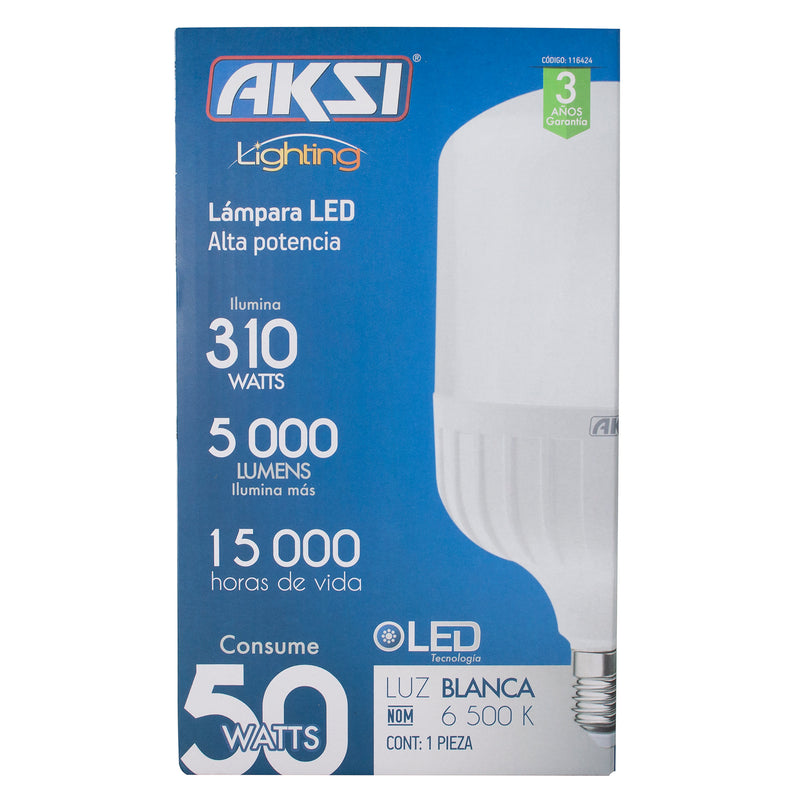 FOCO AKSI LED ALTA POTENCIA 50W TIPO T LUZ BLANCA