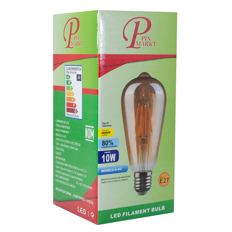 Foco Pinmarkt LED 4W vintage ST64 Edison ámbar - La nueva eléctrica