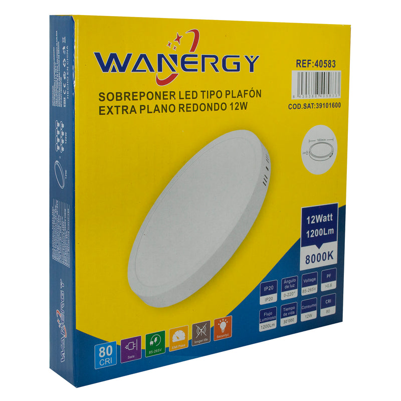 Luminario de sobreponer Wanergy 12W redondo frío - La nueva eléctrica