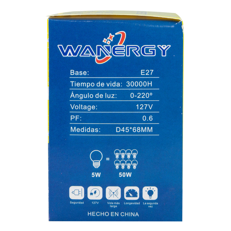 FOCO WANERGY LED 5W BOLA CALIDO