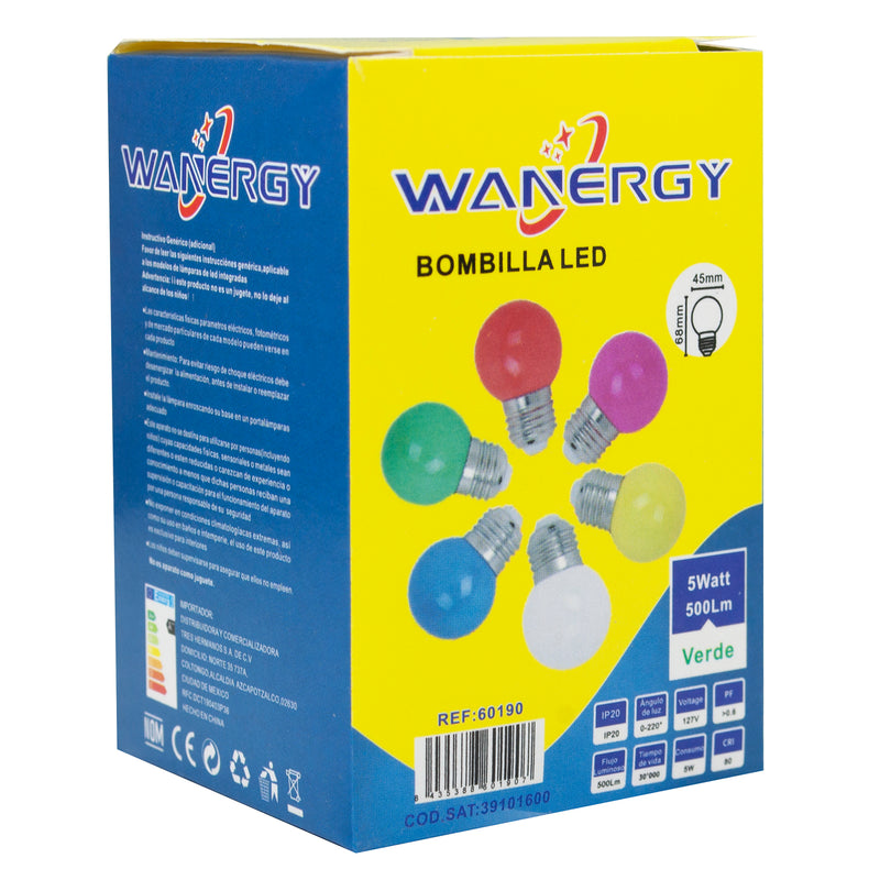 FOCO WANERGY LED 5W BOLA VERDE