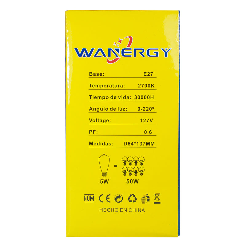 Foco Wanergy vintage LED 3D-ST64-3D 4W RGB - La nueva eléctrica