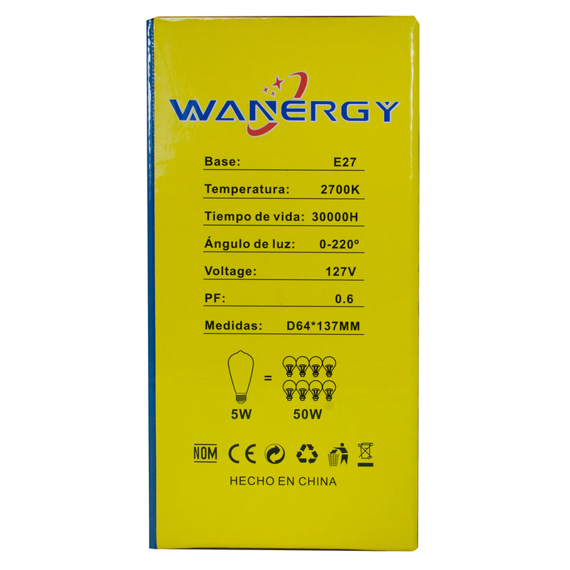 Foco Wanergy vintage LED luciérnaga MTX-ST64 3W RGB - La nueva eléctrica