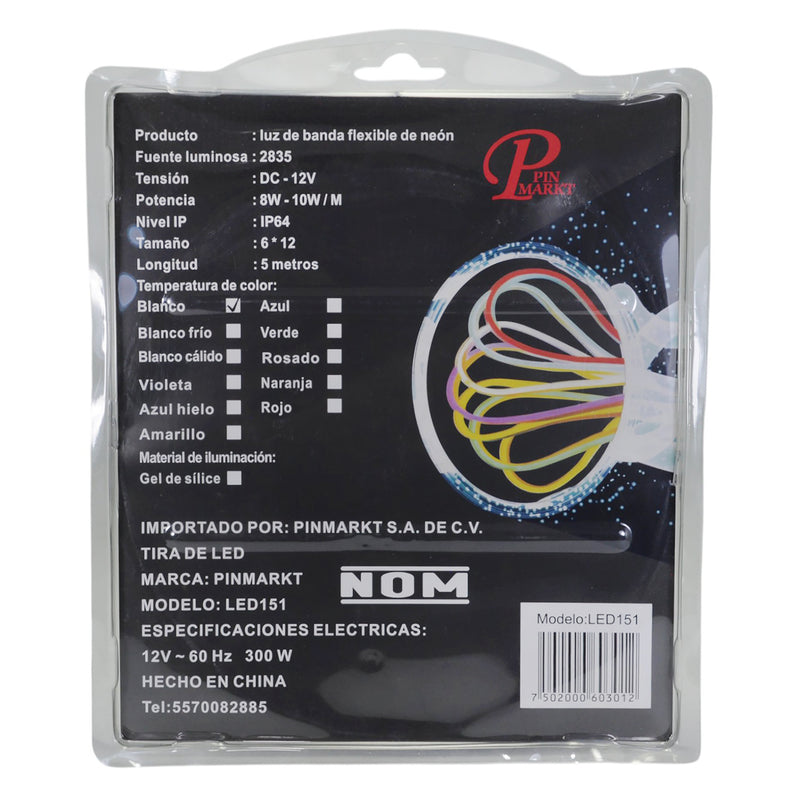 Manguera Pinmarkt LED neón 6W 5 mts blanco frío - La nueva eléctrica
