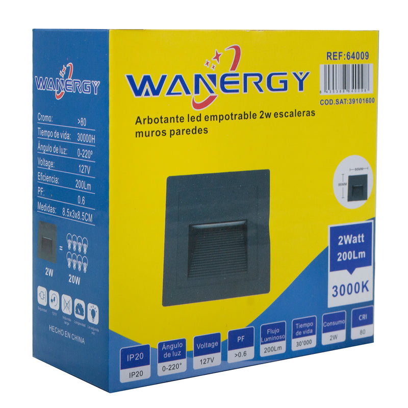 ARBOTANTE WANERGY LED 2W EMPOTRABLE ESCALERAS MUROS