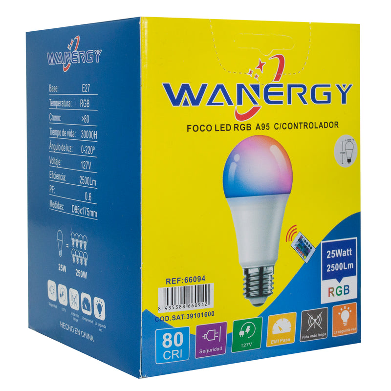 Foco Wanergy LED 28W RGB controlador - La nueva eléctrica