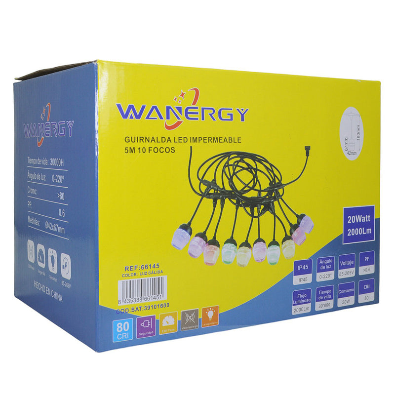 GUIRNALDA WANERGY 5 MTS 10 FOCOS CALIDA