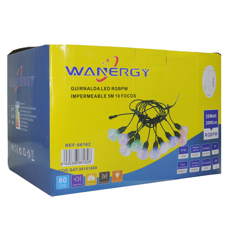 Guirnalda Wanergy 5 mts 10 focos colores secuencial - La nueva eléctrica