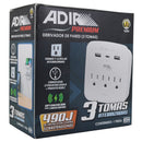 CONTACTO ADIR PARED 3 TOMAS 1  USB C Y 2  USB A - La nueva eléctrica
