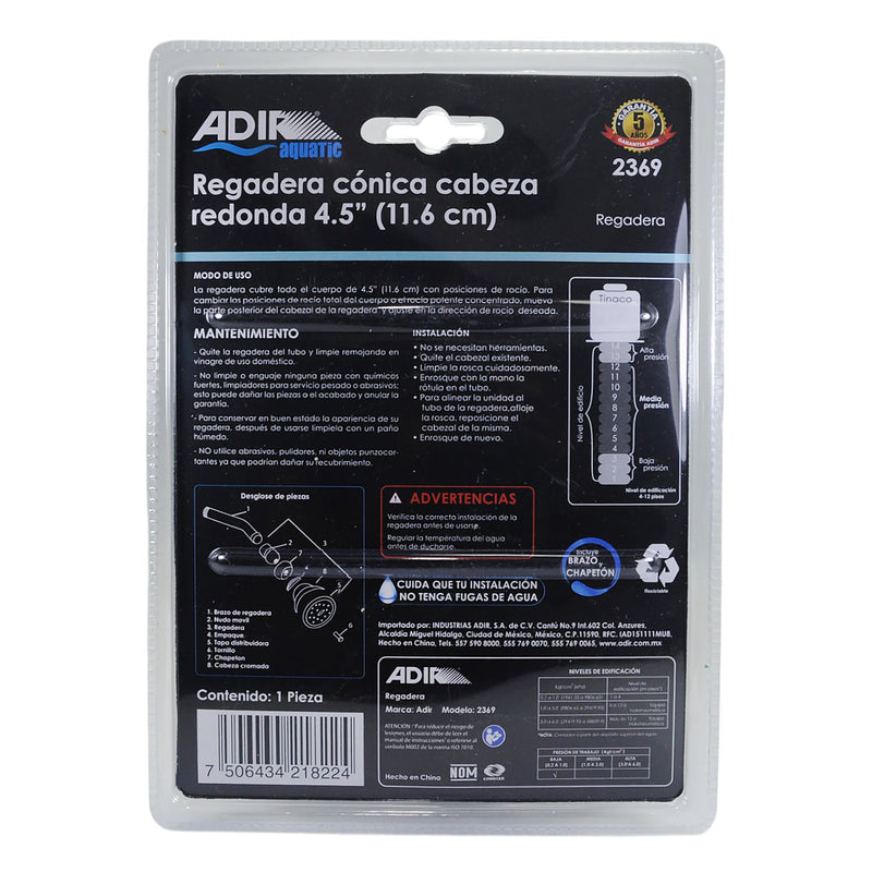 Regadera Adir redonda 4.5" - La nueva eléctrica
