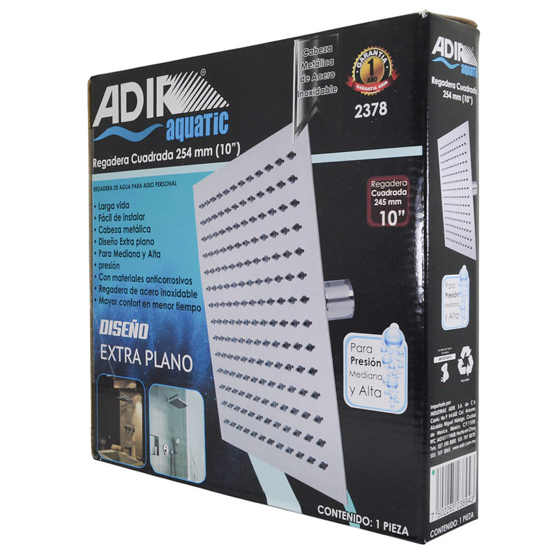 Regadera Adir cuadrada 254 mm (10") - La nueva eléctrica