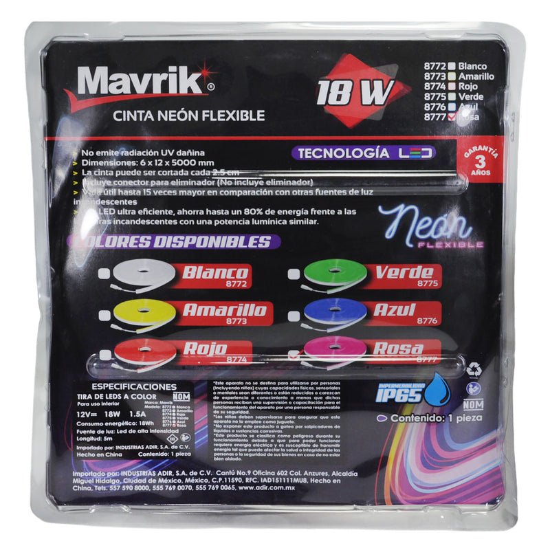 Manguera Adir LED neon 6W 5 mts rosa - La nueva eléctrica