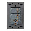 Placa Lucek Flat 2 apagadores sencillos 1 contacto negra - La nueva eléctrica