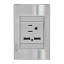 Placa Lucek 1 contacto y 2 USB cristal espejo plata - La nueva eléctrica