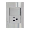 Placa Lucek 1 apagador escalera 1 contacto cristal espejo plata - La nueva eléctrica