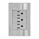 Placa Lucek 3 contactos cristal espejo plata - La nueva eléctrica