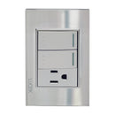 Placa Lucek 2 apagadores escalera 1 contacto cristal espejo - La nueva eléctrica