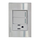 Placa Lucek 2 apagadores sencillos 1 contacto cristal espejo - La nueva eléctrica