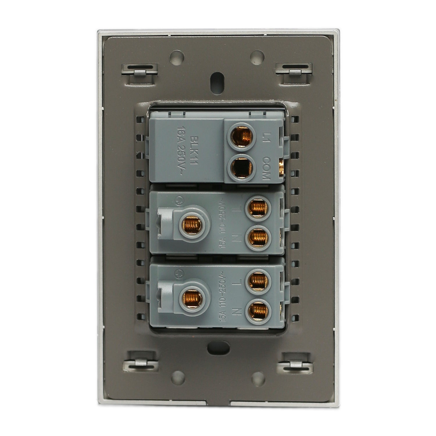 Placa Lucek 1 apagador sencillo 2 contactos cristal espejo plata - La
