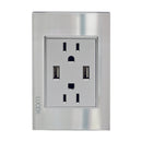 Placa Lucek 2 contactos y 2 USB cristal espejo plata - La nueva eléctrica