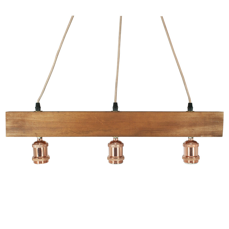 Candil Eco vintage riel 3 luces roble - La nueva eléctrica