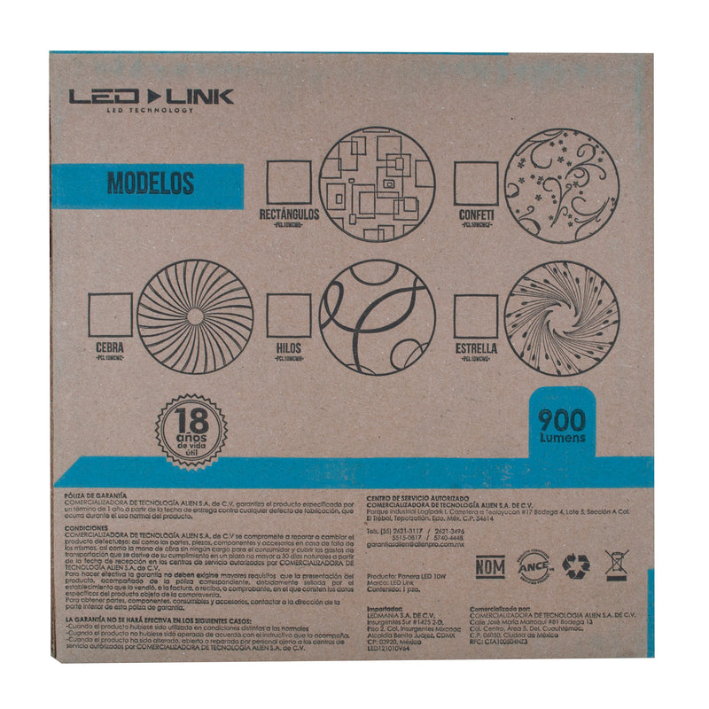 PLAFON LED LINK LED 10 WATTS RECTANGULO