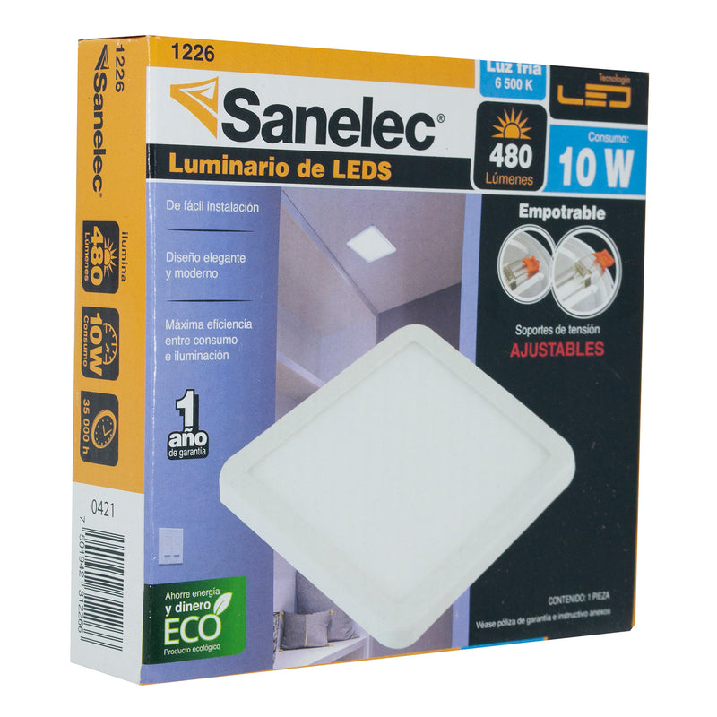 Luminario Sanelec ajustable cuadrado 10W - La nueva eléctrica