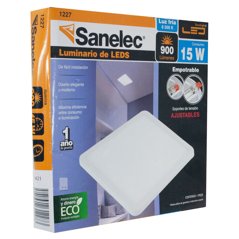 LUMINARIO SANELEC AJUSTABLE CUADRADO 15W