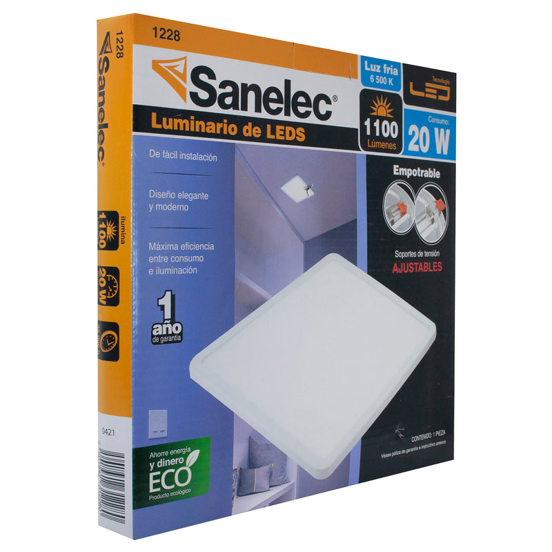 Luminario Sanelec ajustable cuadrado 20W - La nueva eléctrica