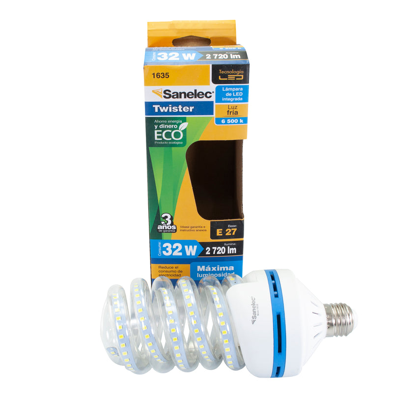 Foco Sanelec espiral LED 32W luz fría - La nueva eléctrica