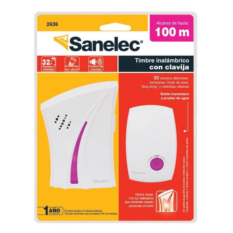 Timbre Sanelec inalambrico rosa