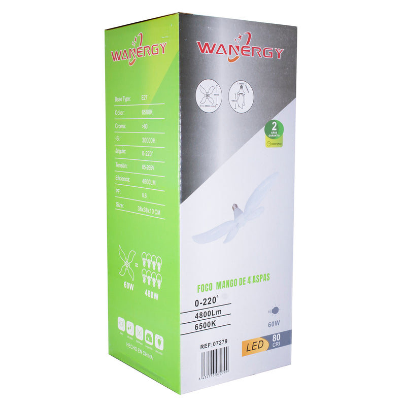 Foco Wanergy led 60w tipo ventilador hoja 4 aspas