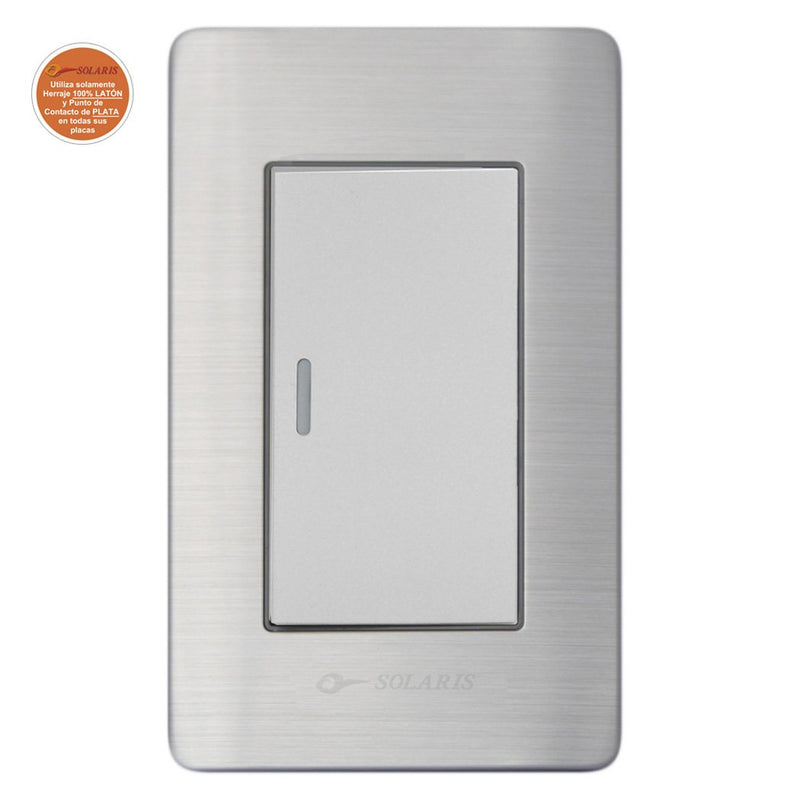 Placa Solaris acero inox.c/gris apagador esc.