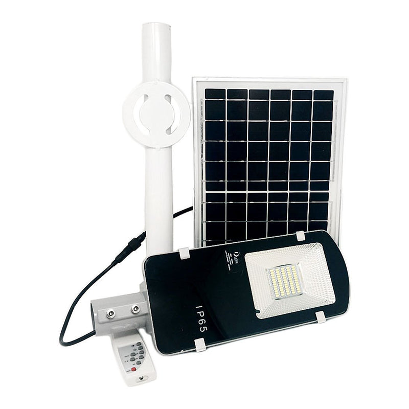 Lámpara suburbana Good Will led 30w solar con brazo pulida