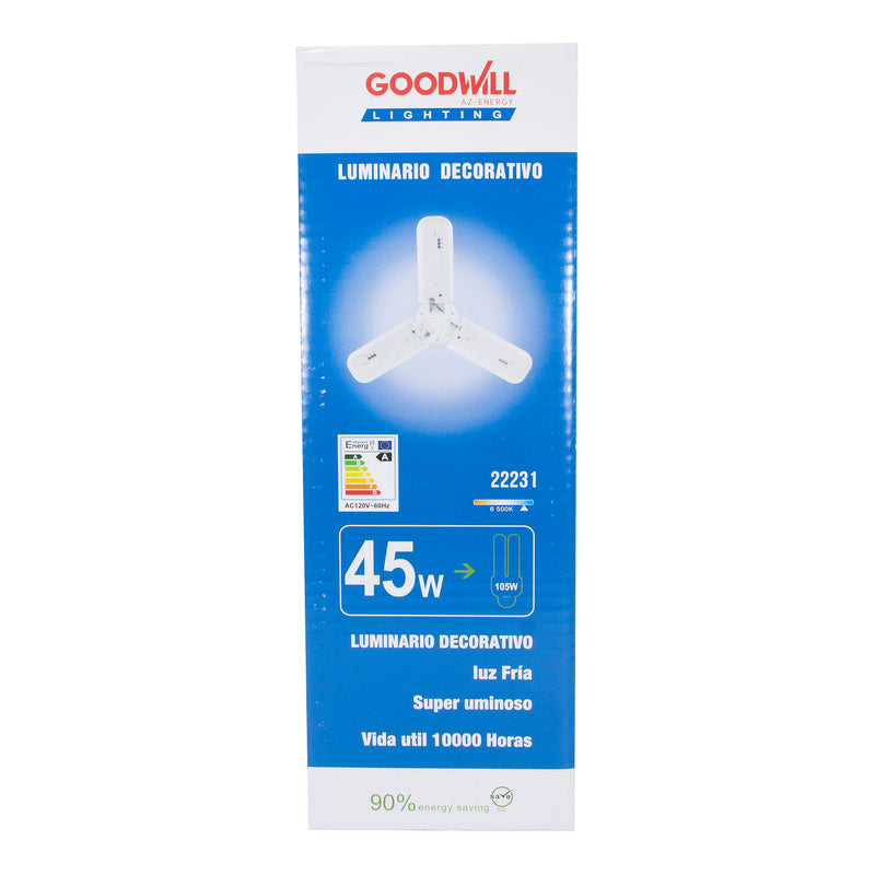 Foco Good Will led 45w tipo ventilador 3 aspas crema