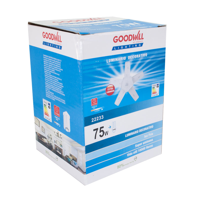 Foco Good Will led 75w tipo ventilador 5 aspas transparente