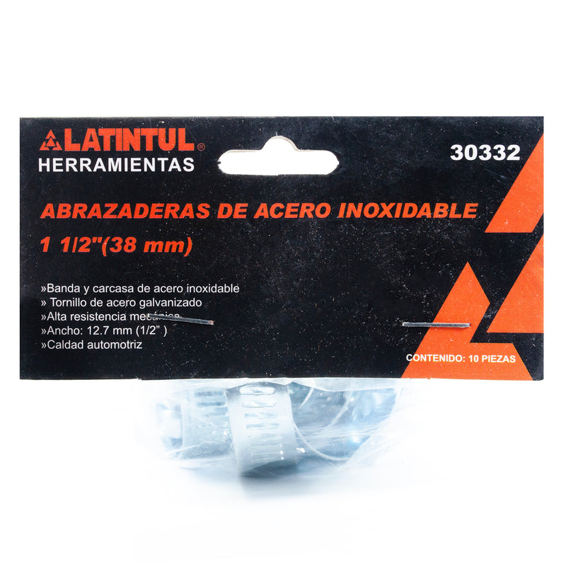 Abrazadera latintul sinfin inox 10pza 1 1/2