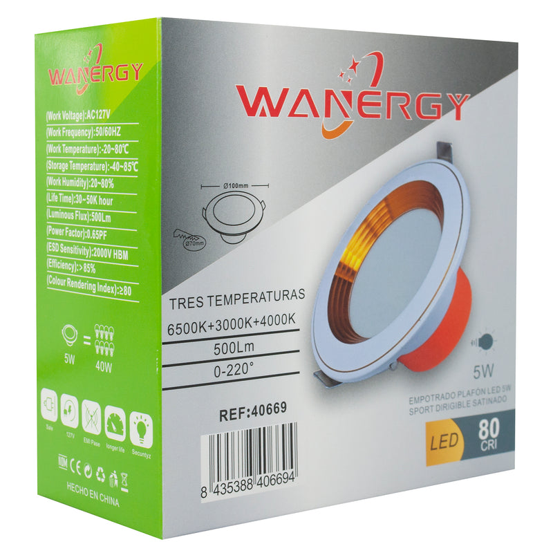 EMPOTRADO WANERGY LED 5W 3 TEMPERATURAS