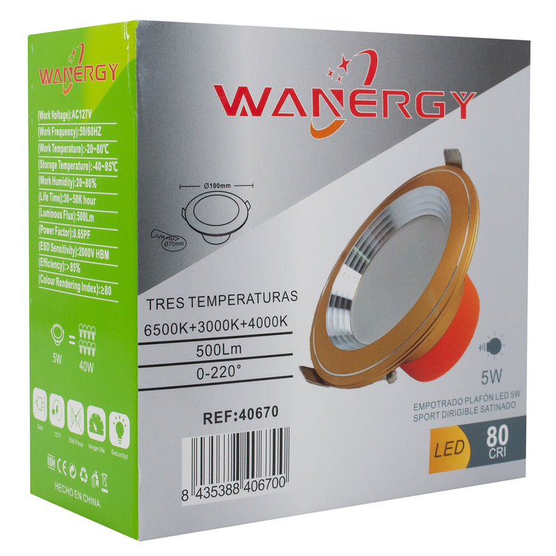 EMPOTRADO WANERGY LED 5W 3 TEMPERATURAS