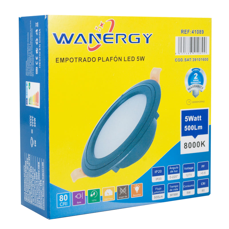 EMPOTRADO WANERGY LED 5W NEGRO LUZ FRIA