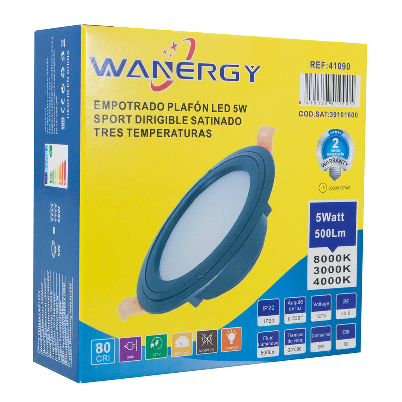 Empotrado Wanergy LED 5W negro 3 tonos - La nueva eléctrica