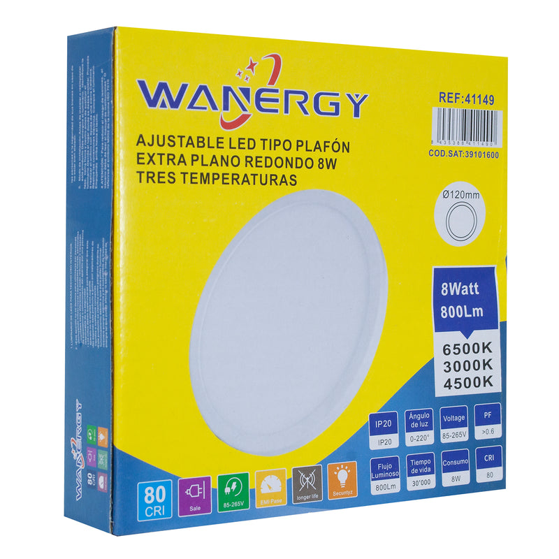 EMPOTRADO WANERGY  LED 8 W AJUSTABLE TRES INTENSIDADES