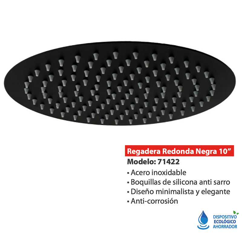 REGADERA LATINTUL 10" REDONDA NEGRA