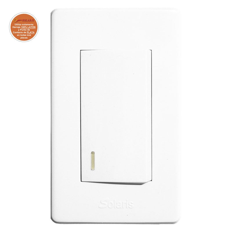 Placa Solaris elegance c/1 apagador blanca