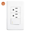 Placa Solaris elegance c/2 contactos y apagador blanca