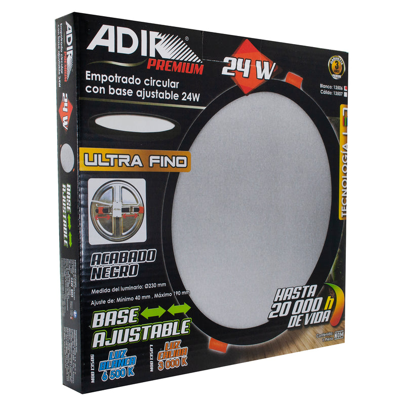 EMPOTRADO ADIR LED 24W REDONDO AJUSTABLE LUZ FRÍA NEGRO